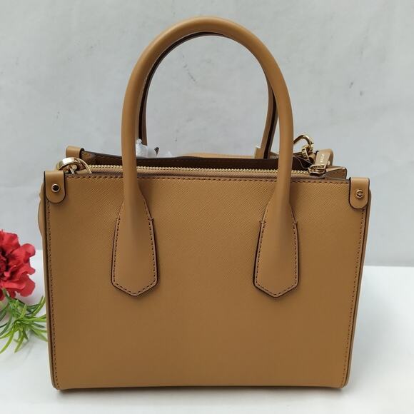 Michael Kors Maple Pinus Brown Leather Studded Top Handle Satchel Bag - NWT $358 - Picture 3 of 16